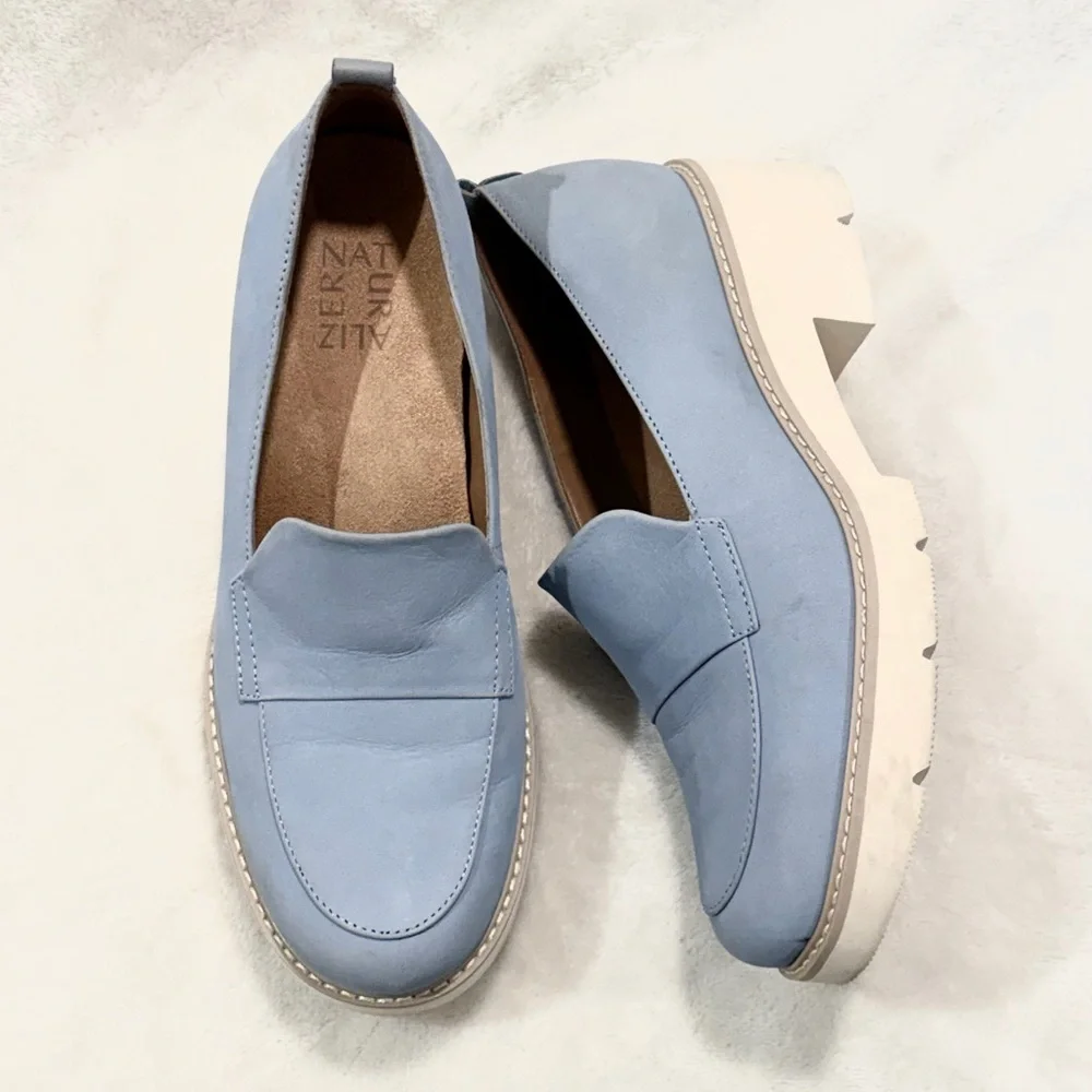 Naturalizer Blue Platform Chunky Loafers Size 7